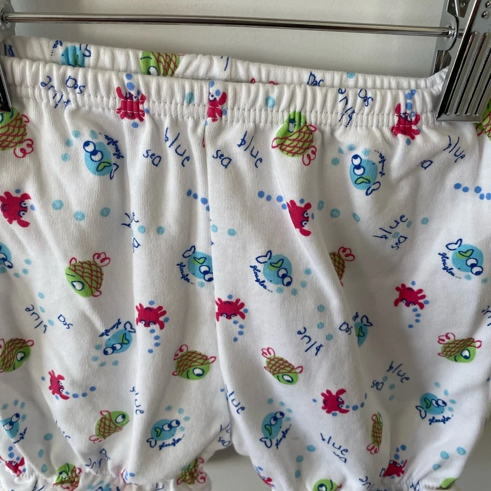 Kissy Kissy 2 Piece Fish Print Top & Diaper Cover Size 0-3 M
